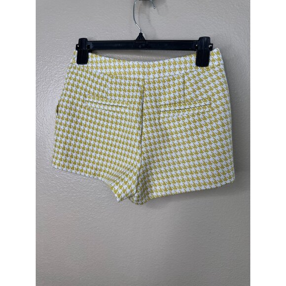 Forever 21 womens Yellow Shorts XS mini plaid polyester retro mid rise button - Picture 3 of 7